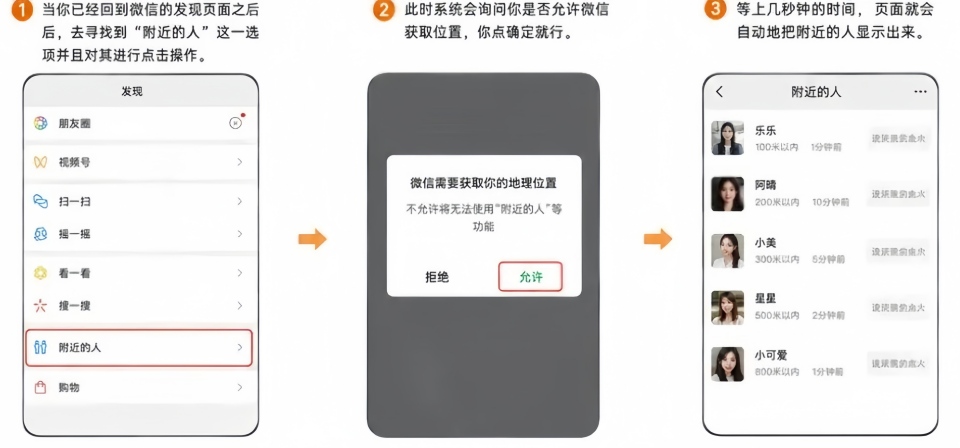 微信附近人怎么打开？3步开启，安卓苹果都适用+定位权限设置